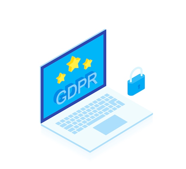 Gdpr-concept. modern flat isometrische vector illustratie geïsoleerd op een witte achtergrond