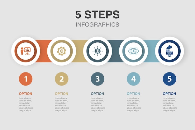 Vector gdpr data data regulation eprivacy data protection icons infographic design template creative concept with 5 steps