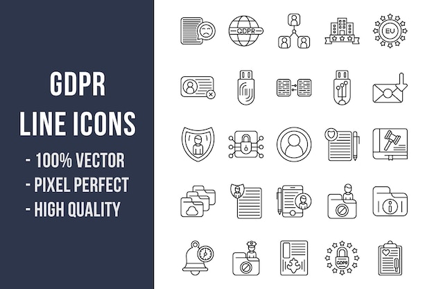 Vector gdpr line icons