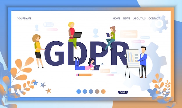 Gdpr 공식 규정 방문 페이지 웹 템플릿