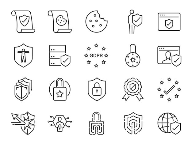 GDPR Privacy policy icon set.