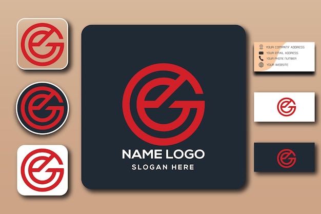 Ge monogram logo template color editable