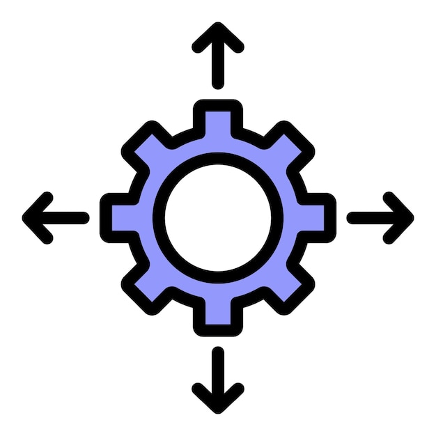 Icona ingranaggio e frecce colore icona vettore ingranaggio e frecce piatto isolato