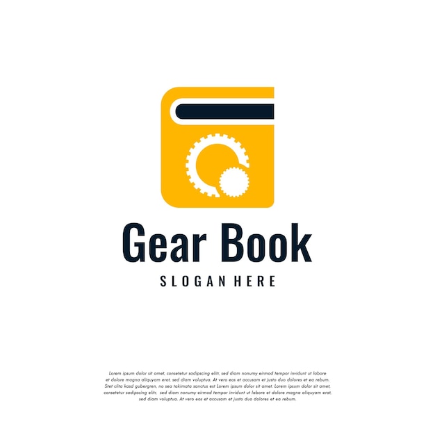 Gear Book logo designs concept vector, Mechanic Learning logo template