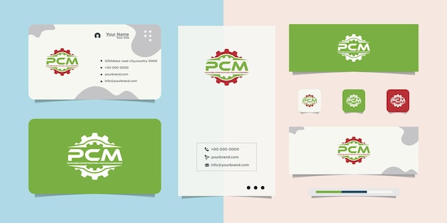 Vector gear and business card concept logo design