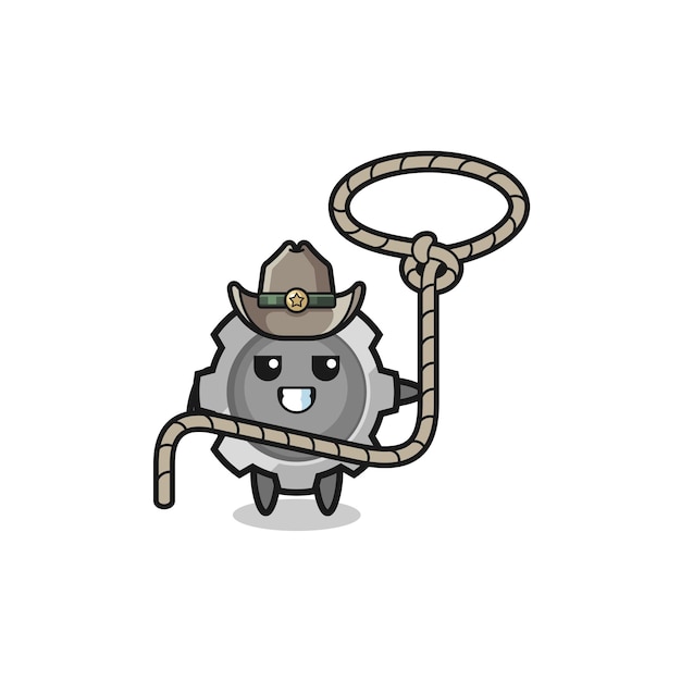 The gear cowboy with lasso rope cute design