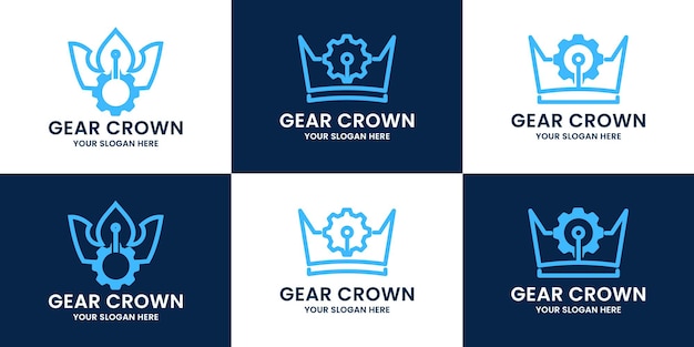 Gear crown inspiration logo set