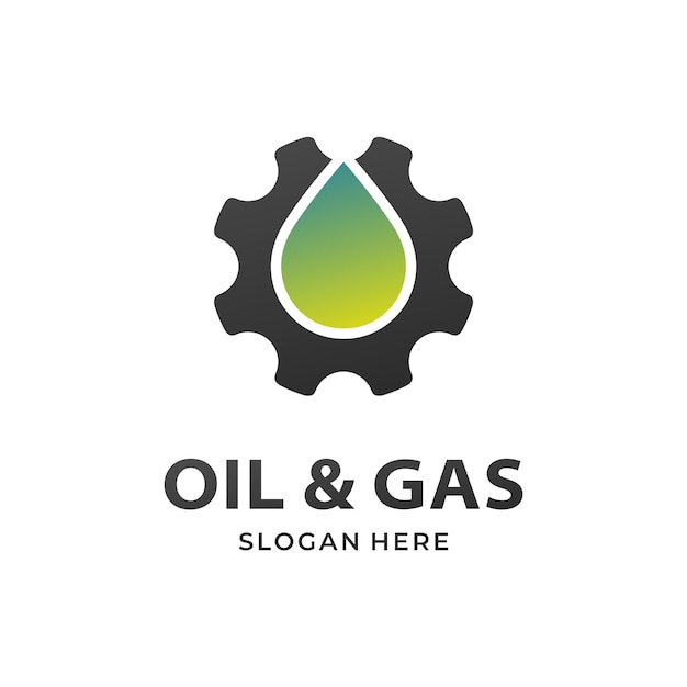 gear and droplet logo design company mining concept