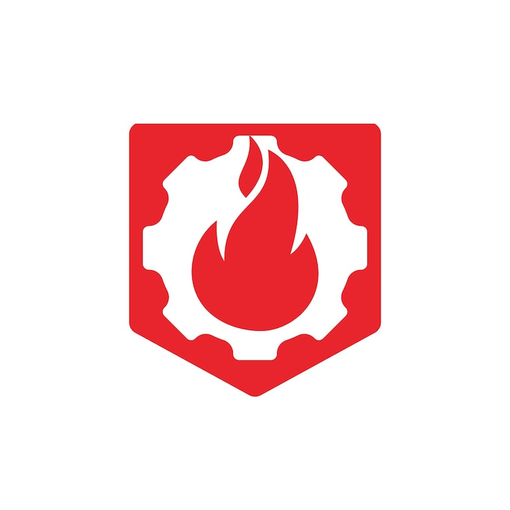 Vector gear and fire vector logo design template