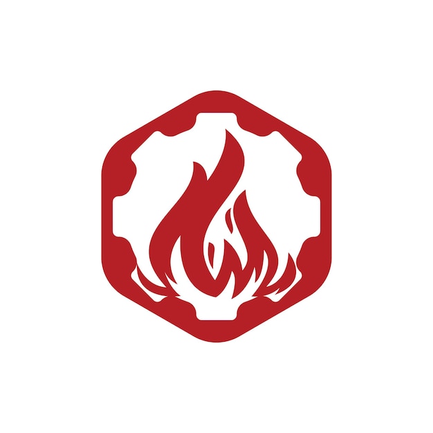 Gear and fire vector logo design template