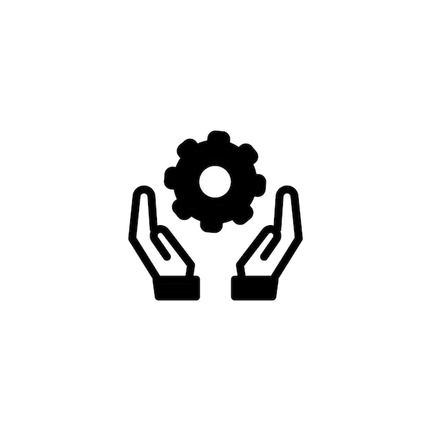 gear and hands up icon logo