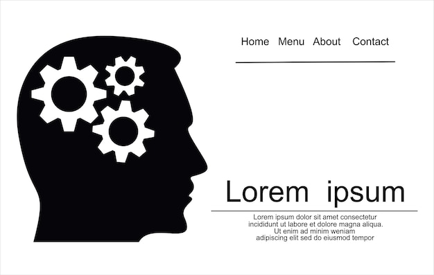 頭のアイコンをギアします。ベクトル イラスト デザイン