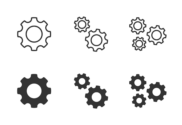 Gear icon set Settings symbol Flat vector illustration