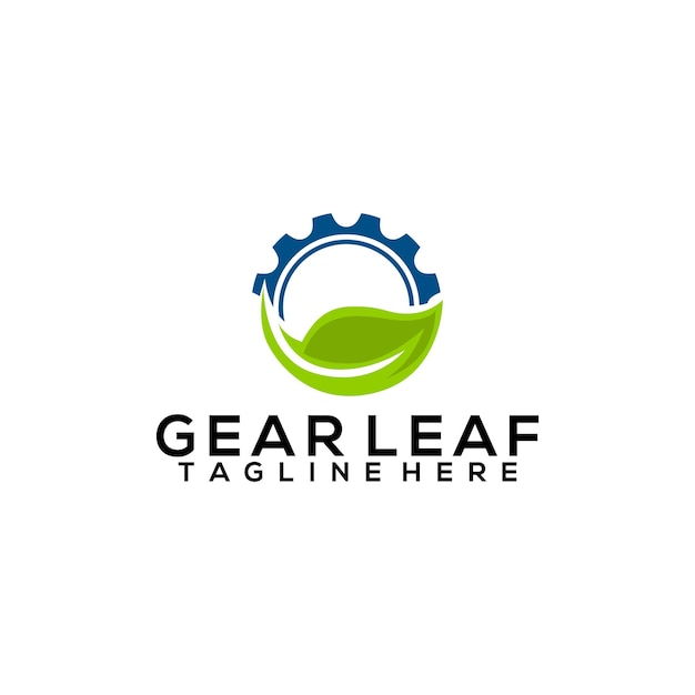 Gear Leaf Logo Concept Vector geïsoleerd op witte achtergrond