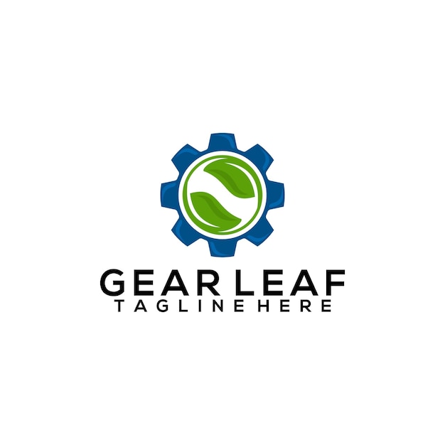 Gear Leaf Logo Concept Vector geïsoleerd op witte achtergrond