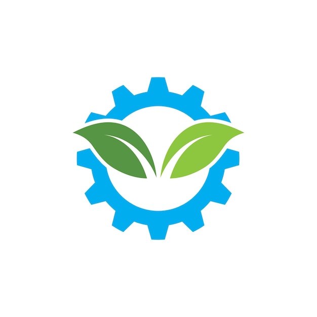 Gear leaf vector icon illustration design template