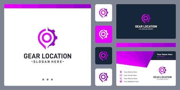 ギアのロゴと場所のロゴ。名刺デザイン。