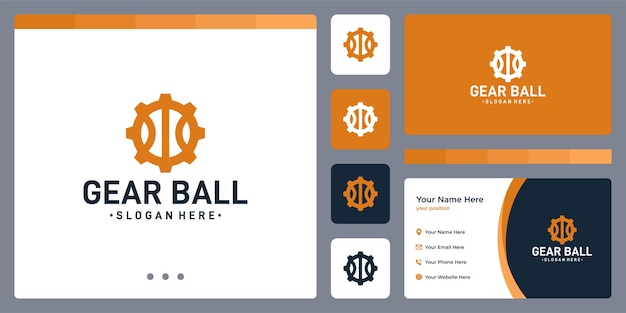 Gear logo and ball shape logo. business card design.