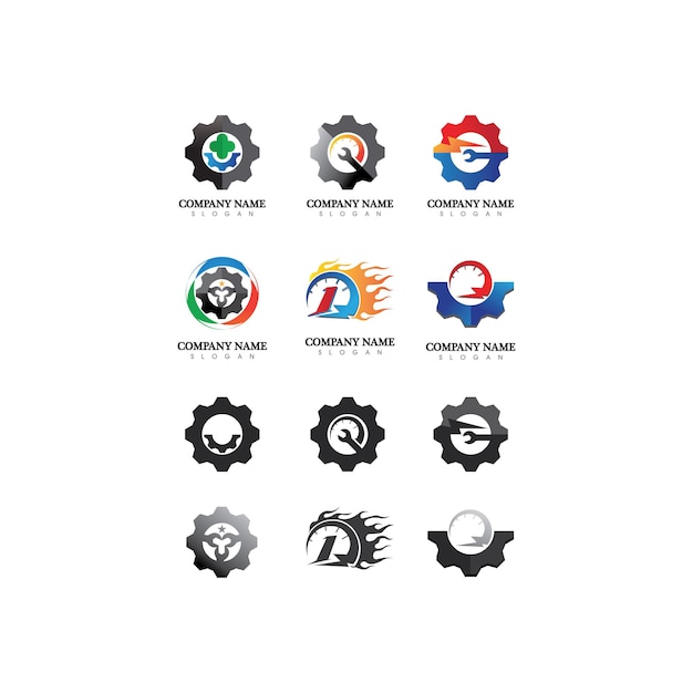 Шестерни логотип шаблон вектор значок иллюстрации дизайн