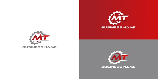 Vector gear logo with letter mt designs template vector mechanic logo symbol logo symbol icon template