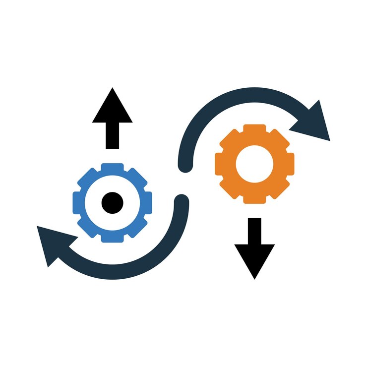 Vector gear management up down process management process icon