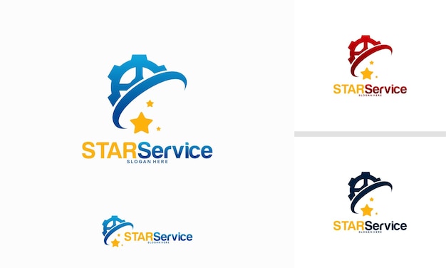 Gear mechanic-logo, star service-logo ontwerpen concept vector, star technology-logo sjabloonontwerpen