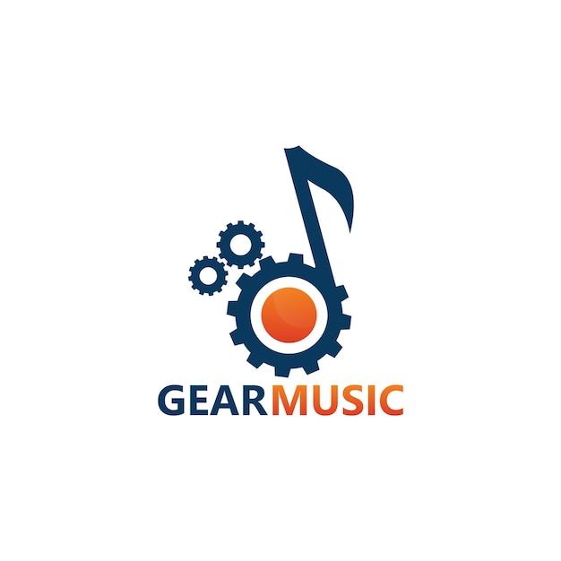 Gear music logo template design vector, emblem, design concept, creative symbol, icon