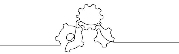 Gear one line Continiuous vector illustration