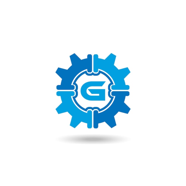 Gear and pipe plumbing letter G Logo Design