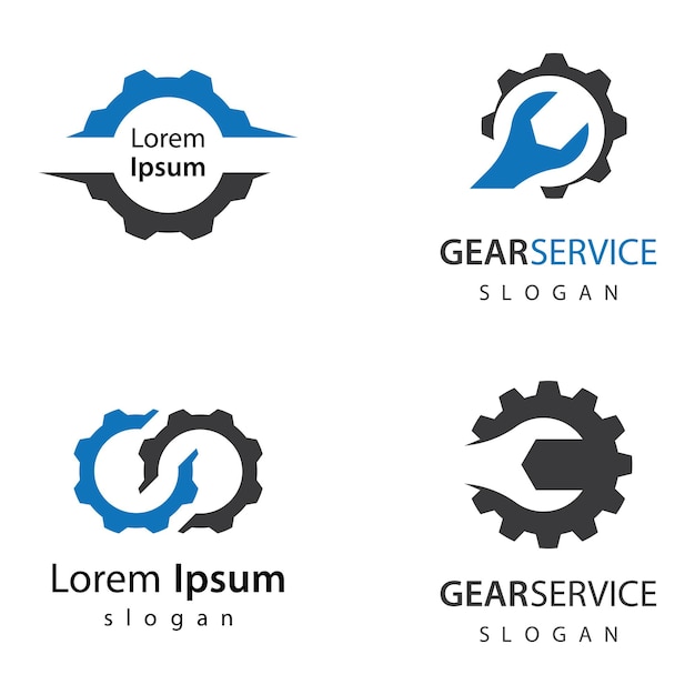 Дизайн иллюстрации логотипов службы gear service