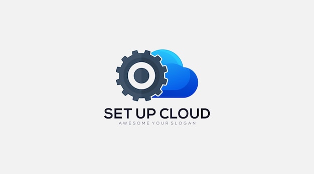 Иллюстрация дизайна значка логотипа Gear Set up Cloud