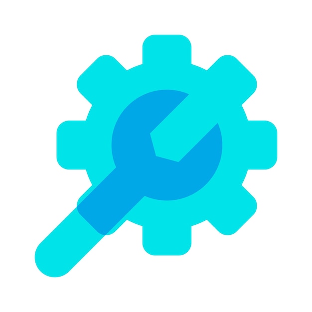 Vector gear setting and wrench system automation icon vector illustration