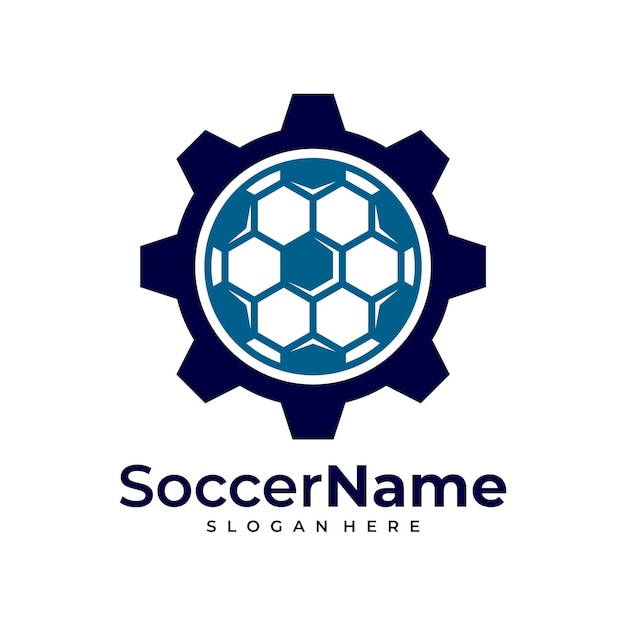 Modello di logo gear soccer vettore di progettazione del logo di gear soccer