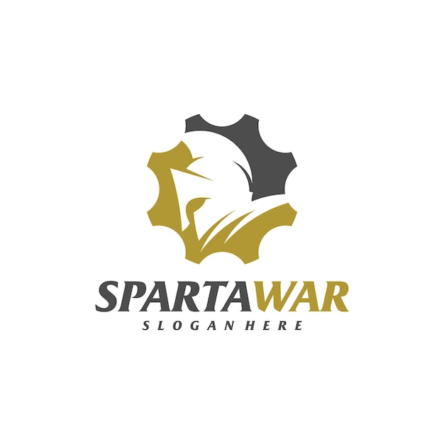 Gear Spartan Warrior Logo Vector Spartan Helmet Logo design template Creative icon symbol