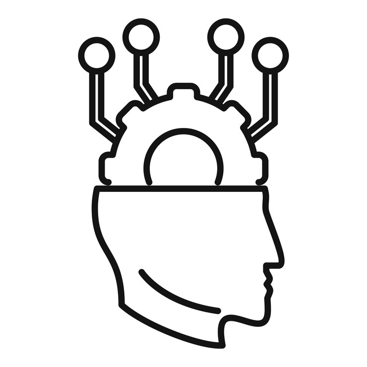 Vector gear system memory icon outline vector care lost