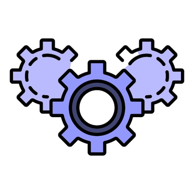 Vector gear teamwork icon outline gear teamwork vector icon color flat isolated