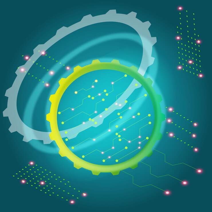 Vector gear technology on a green background