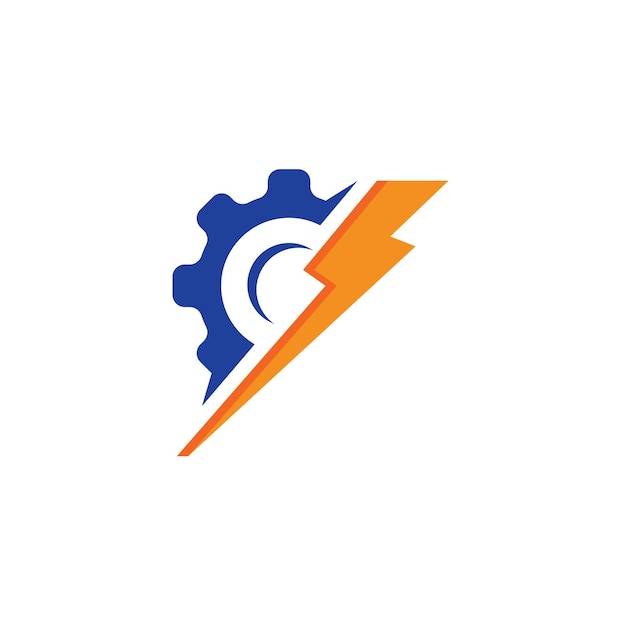 Gear thunderbolt vector icon illustration concept