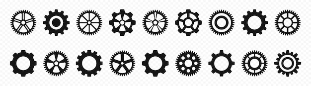 Vector gear vector icons. gear icon set. cogwheel icon collection. settings, configuration concept icons