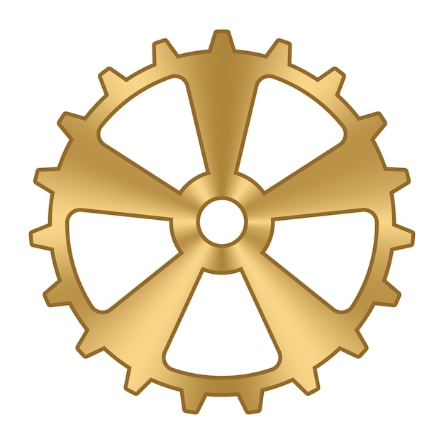 Gear wheel Gold metal cog wheel Industrial icon Gear setting vector icon Vector illustration