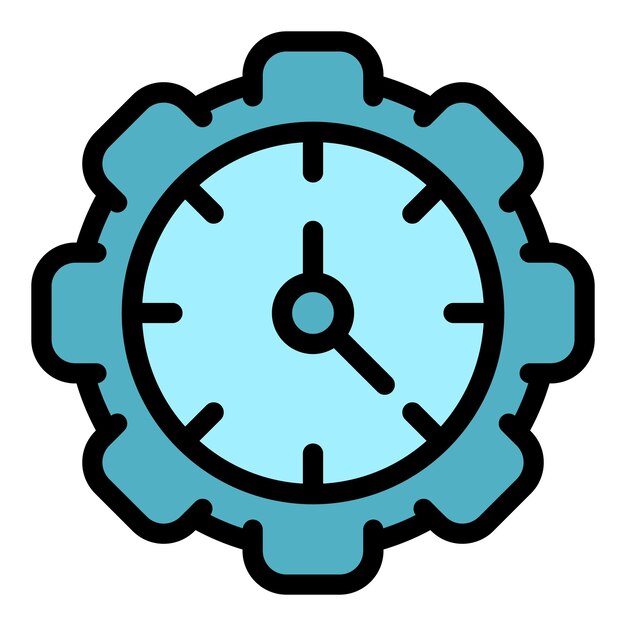 Gear wheel stopwatch icon Outline gear wheel stopwatch vector icon color flat isolated