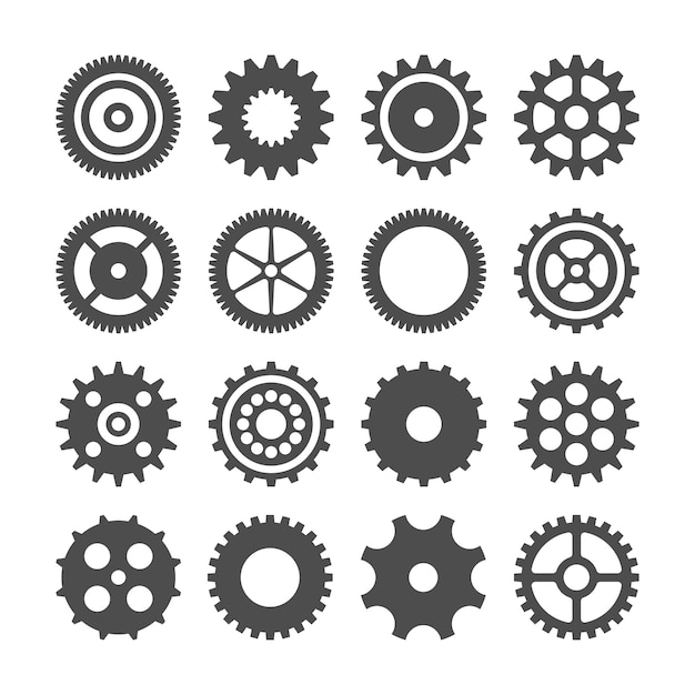 Gear wheels set Retro vintage cogwheels collection Industrial icons Vector illustration