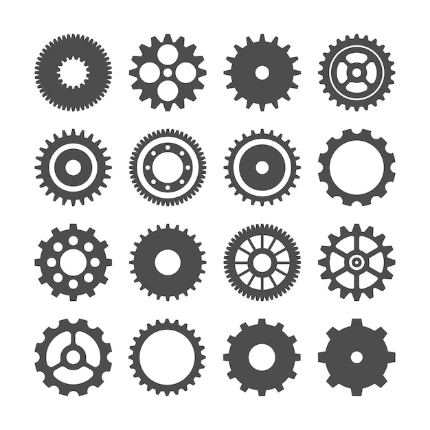 Gear wheels set Retro vintage cogwheels collection Industrial icons Vector illustration