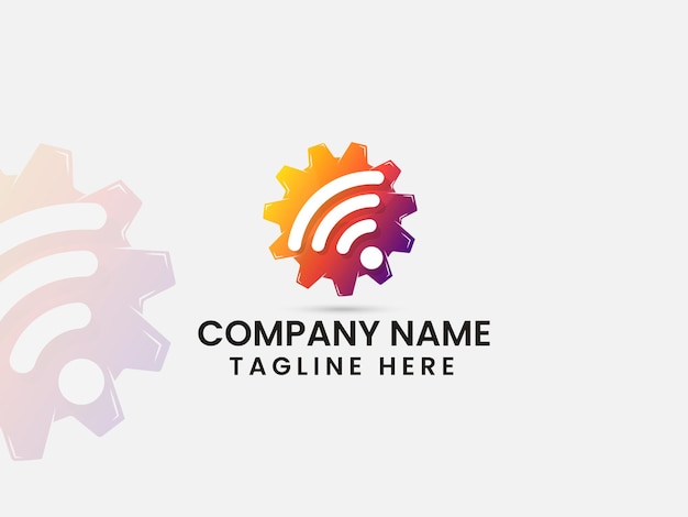 Gear wifi logo design Gear vector Wifi logo Business Internet Colorful gear Repair wifi Finan