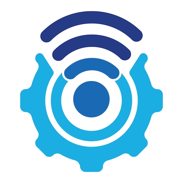 Gear wifi vector logo sjabloon Monteur en signaal symbool