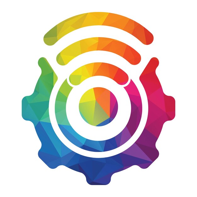 Gear wifi vector logo sjabloon Monteur en signaal symbool