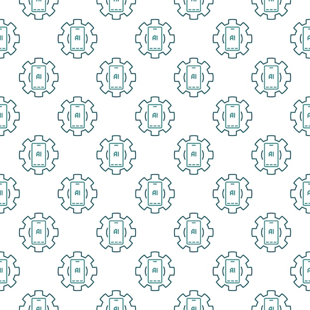 Оборудование с искусственным интеллектом Смартфон векторный ИИ Мобильная технология очертает беспрепятственный рисунок