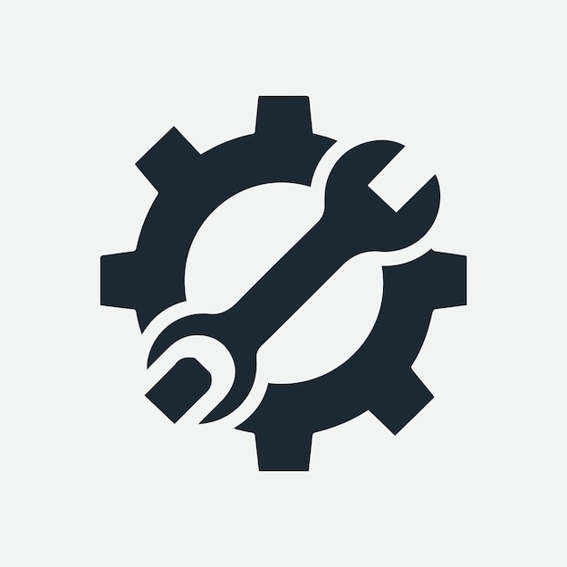 Gear wrench icon in white background