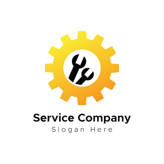 Gear and wrench logo for service company vector design