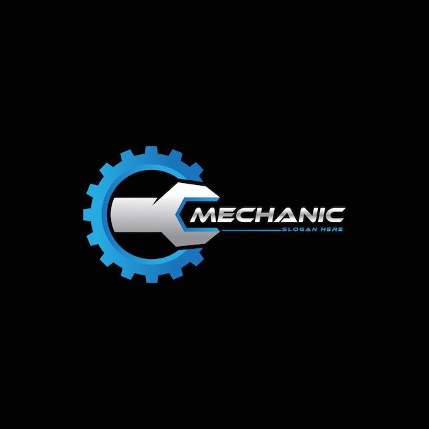 Gear and wrench mechanic logo icon vector